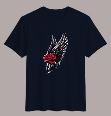 Unisex T-shirt -wing with rose